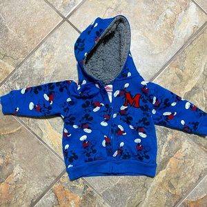 Mickey Mouse zip up jacket- Sherpa lined hood